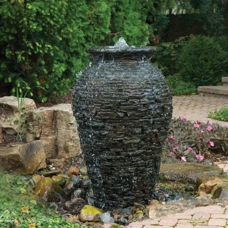 Stacked Slate Urn - 55" H (140 cm)