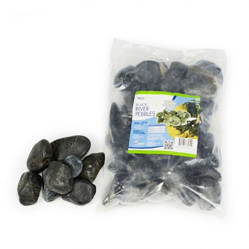 Decorative River Pebbles - Black 22 lb / 10 kg Bag