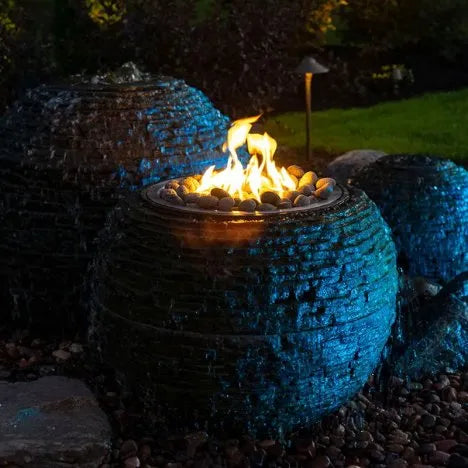 Fire And Water Stacked Slate Sphere