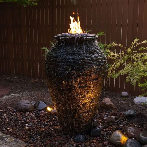 Fire And Water Stacked Slate Urn - 55" H (140 cm)