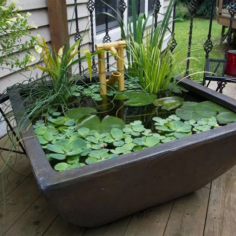 Textured Gray Slate Patio Pond