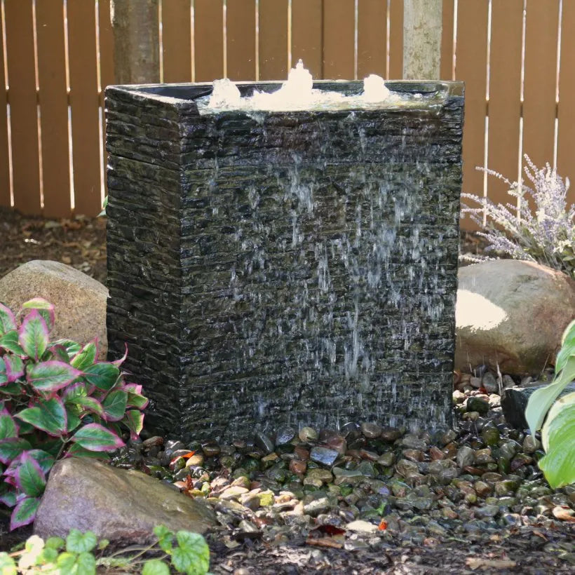 Curved Stacked Slate Wall Base