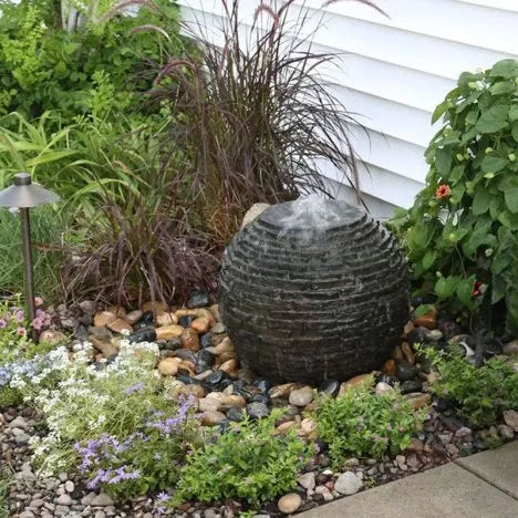 Extra Small Stacked Slate Sphere 18" Fountain Kit