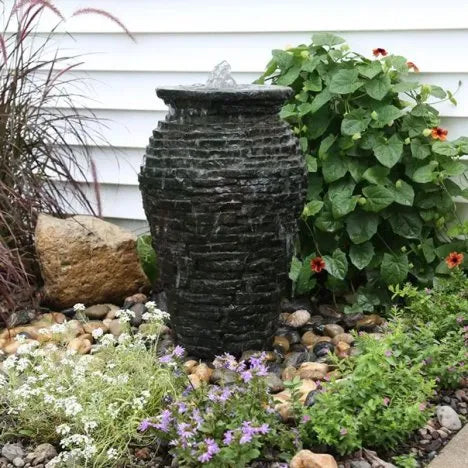 Extra Small Stacked Slate Urn 24" Fountain Kit