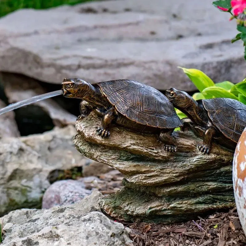 Double Turtle On A Log Spitter