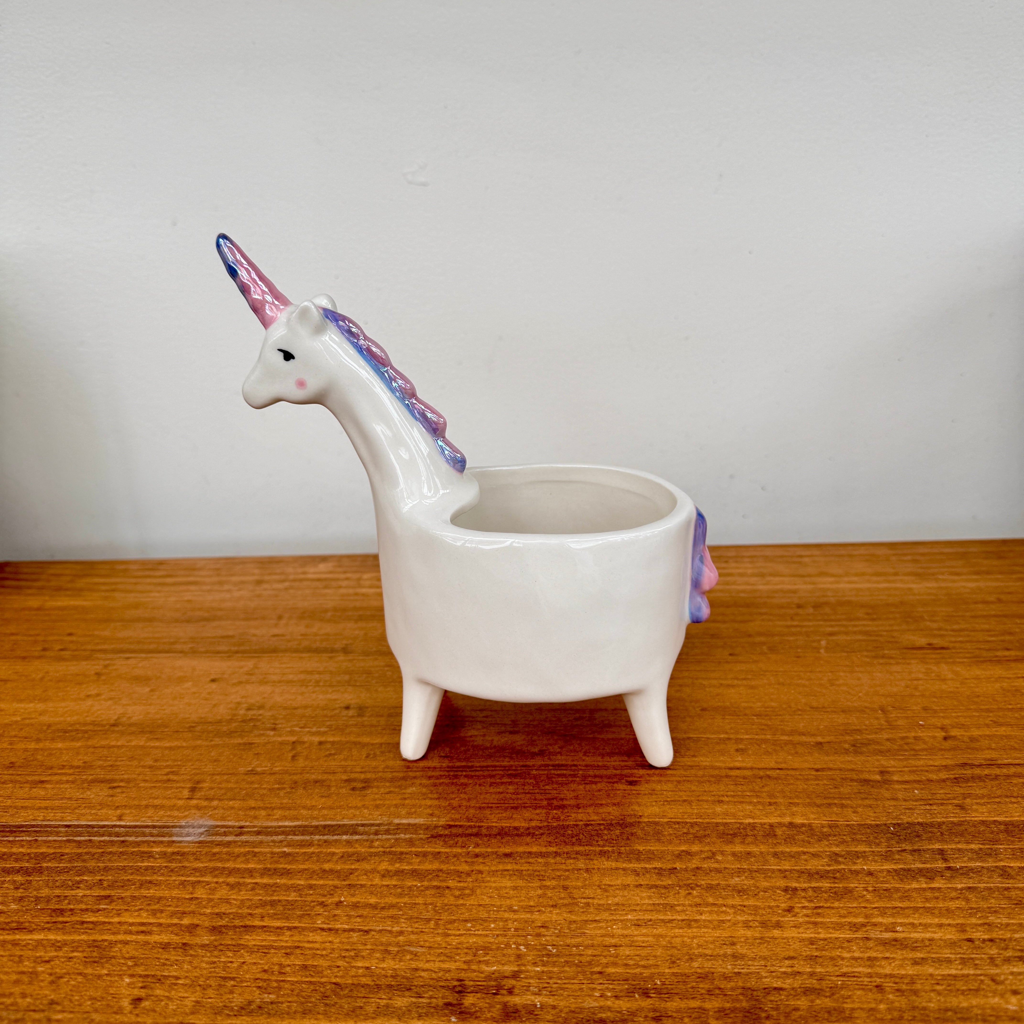 Lolly Unicorn Planter - 5.75" x 3" x 7"