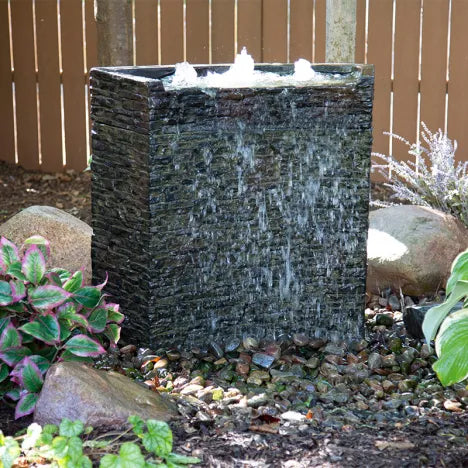 Stacked Slate Spillway Wall 32" Landscape Fountain Kit