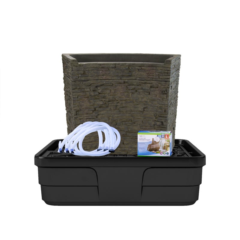 Stacked Slate Spillway Wall 32&quot; Landscape Fountain Kit